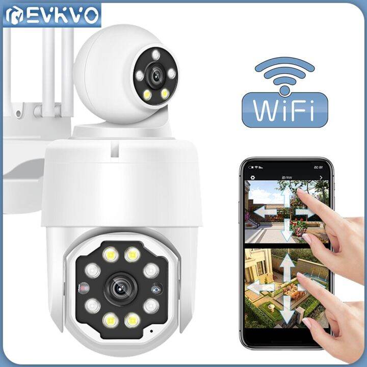 Evkvo 4k 8mp Wifi Dual Lens Dual Screen Outdoor Camera 50x Zoom Ip 