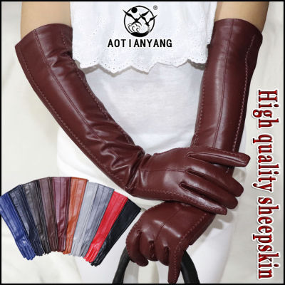 AOTIANYANG Genuine Leather S 100% Sheepskin Long S Womens Winter Warm Fleece Lining Over Elbow Arm Sleeves Color New