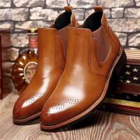 Men winter leather boots shoes Man Business Boots รองเท้าบูทผู้ชายเชลซี