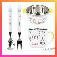 【hot sale】 ⊕❇▫ C01 [Miffy] Non-slip Stainless steel Tableware Cup Soup Bowl Fork Spoon Case