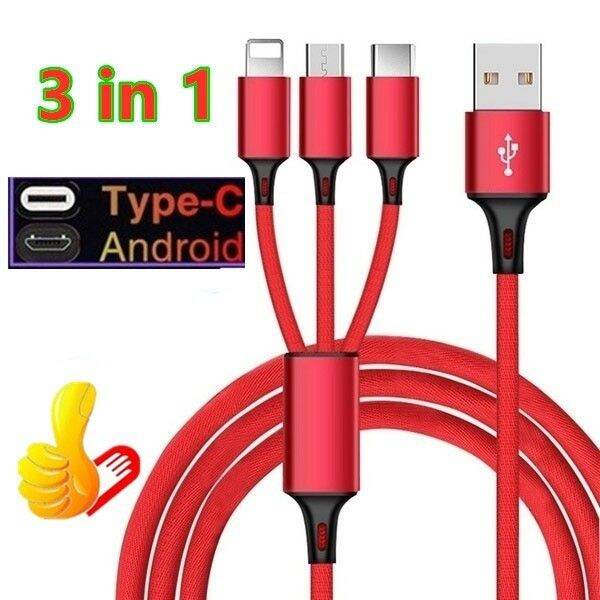 3 IN 1 USB Cable For iP Micro Usc Cable Type C Quick Charge Cables