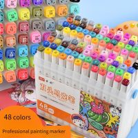 Double-headed Four-cornered Marker Pen Multicolor Full Set of Oily Marker Pen Portable Boxed Student Art Painting Stationery