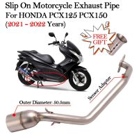 Slip-On For Honda PCX125 PCX150 PCX 125 150 2021 2022 Motorcycle Exhaust Front Link Pipe Escape Muffler DB Killer With Sensor Haberdashery