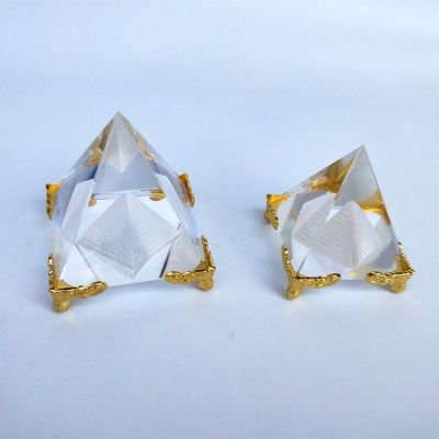 ；。‘【； Hot Sale Energy Healing Small Feng Shui Egypt Egyptian Crystal Clear Pyramid Ornament Home Decor Living Room Decoration