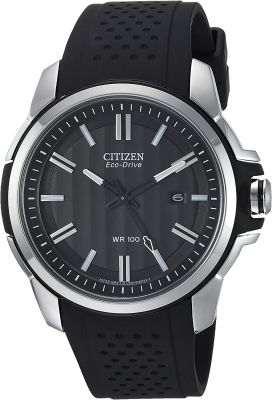 ‎Citizen Citizen Mens Eco-DRV AR 2.0 Stainless Steel Watch Black Strap, Black Dial