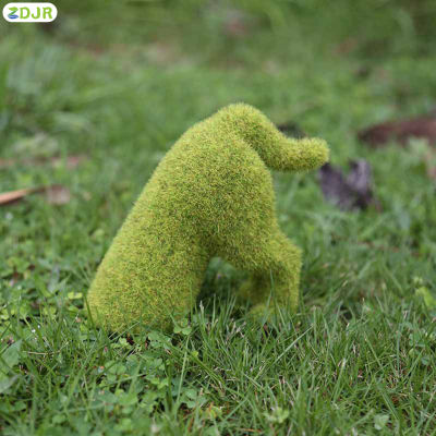 ZDJR อุปกรณ์ตกแต่งสวนรูปปั้นสุนัขน่ารักเลียนแบบลูกสุนัขสีเขียวมอสสำหรับประดับสนามหญ้าในสวน
