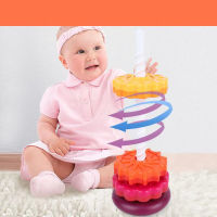 Spin Again Stacking Blocks Baby Educational Toys For Children 0-12 Months Gift Rainbow tower Colorful Plastic jenga stacker gift