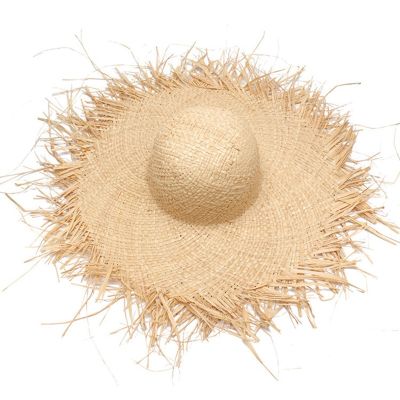 WZCX แฮนด์เมดพู่ผู้หญิงฟางหมวกดวงอาทิตย์ขนาดใหญ่ปีกกว้าง Gilrs ธรรมชาติ R Affia ปานามาชายหาดฟางอาทิตย์หมวกสำหรับวันหยุด