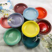 ฝรั่งเศส LE CREUSET สีเย็นผลิตภัณฑ์ใหม่ฮอลลี่ใบนูนนอร์ดิกครัวเรือนสโตนแวร์พอร์ซเลนแผ่น,จานสลัด,แผ่น19เซนติเมตร