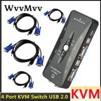 WVVMVV 4 port kvm switch USB 2.0 VGA Splitter Printer Mouse Keyboard Pendrive Share Switcher 1440*1920 VGA Switch Box Adapter Cables