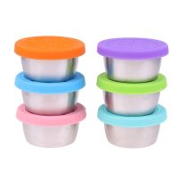 【CW】 50ml Stainless Steel Small Sauce Cups with Silicone Lid Seasoning Box Snack Dipping Dish Condiment Containers Kitchen Tools