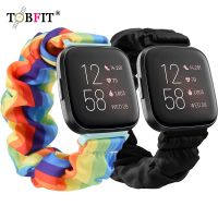 {TATLLr} Scrunchie วงสายยางยืดสำหรับ Fitbit Versa 2 /Versa Lite วงสายนาฬิกาข้อมือสายรัดข้อมือผ้าสร้อยข้อมือสำหรับ F Itbit ในทางกลับกัน SE สาย