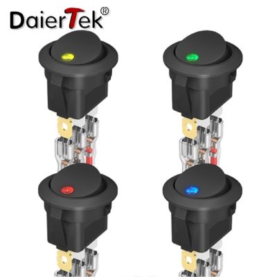 DaierTek สวิตช์สลับ SPST ไฟ LED เปิด/ปิดขา4ชิ้น12V 3ขาแบบมีสายสำหรับอุปกรณ์รถเรือรถบรรทุกทางทะเลรถยนต์