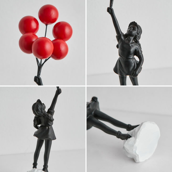 บินบอลลูนสาวรูปปั้นประติมากรรมและรูปแกะสลักห้องนั่งเล่นตกแต่งตกแต่งบ้านและอุปกรณ์ตารางอุปกรณ์โต๊ะ