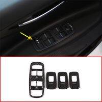 4Pcs Carbon Fiber Chrome Car Door Window Button Panel Cover Trim For Jaguar XE Essories