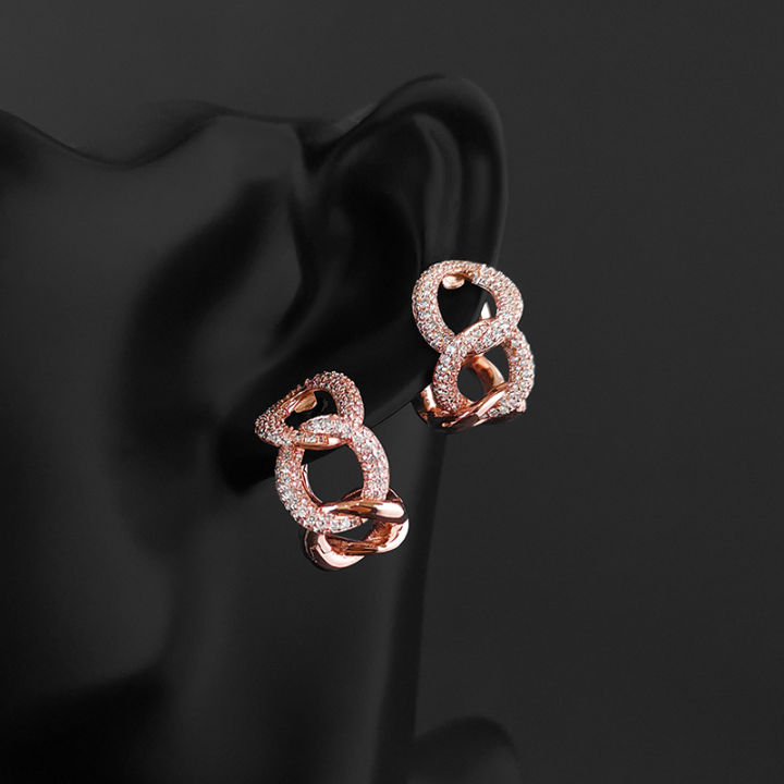 s925-sterling-silver-chain-earrings-lock-ring-interlocking-earrings-fashion-simple-european-and-american-luxury-monaco-jewelry