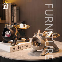 ⚡FT⚡Cool French Bulldog Butler Décor with Tray Big Mouth Dog Statue Storage Box Animal Resin Sculputre Figurine Home Décor Gift