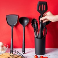 Kitchen Utensil Holder Black Plastic Cylinder Storage Tableware Drying Canister Cutlery Organizer Flatware Tools