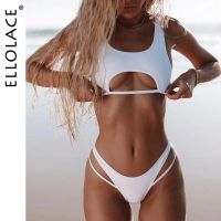 hotx 【cw】 Ellolace Hollow Out Womens Swimsuit Cut Swimwear 2022 Bathing Beach Outfits 2 Pieces