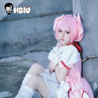 Kaname Madoka Cosplay Wig Anime Puella Magi Madoka Magica Cosplay HSIU 30CM Pre Styled Light Pink Double Ponytail Short Hair