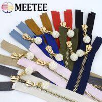 ◐ 2/5Pcs Meetee 85cm 5 Metal Zipper Open-end Zip Closure Zips Pearl Slider for Clothes Decor Zippers Bag Purse Repair Accessory