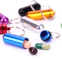 Waterproof Aluminum Pill Box Case Bottle Cache Drug Holder Container Keychain Medicine Box Health Care Pill Organizer  Pill BoxAdhesives Tape