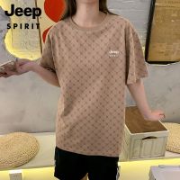 JEEP เสื้อยืดแขนสั้นสำหรับทุกเพศ,เสื้อยืดลำลองผ้าไอซ์ซิลค์ใส่ได้ทุกแบบสวมใส่สบายสำหรับ2023ฤดูร้อน