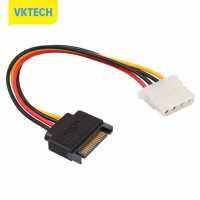 [Vktech] 8นิ้ว SATA 15-Pin ตัวผู้กับ Molex 4-Pin ตัวเมียสายไฟสำหรับ PCe Riser