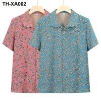 Middle-aged and elderly summer shirts short-sleeved female mothers loose tops old ladies grandmothers casual thin shirts