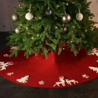 Folded Curly Side Tree Skirt Christmas Knitted Tree Skirt Christmas Supplies Tree Bottom Apron