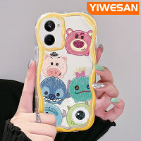 YIWESAN เคสสำหรับ Realme 10เคสการ์ตูนรูปหมีสตรอเบอร์รี่น่ารักและมอนสเตอร์ตัวน้อยเคสขอบโค้งใสเนื้อครีมฝาครอบป้องกันเคสมือถือ