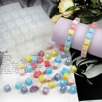 2Pcs Digital Square Beaded Letter Bracelet Accessories Silicone Mould DIY Decorative Ornament Crystal Epoxy Resin Mold