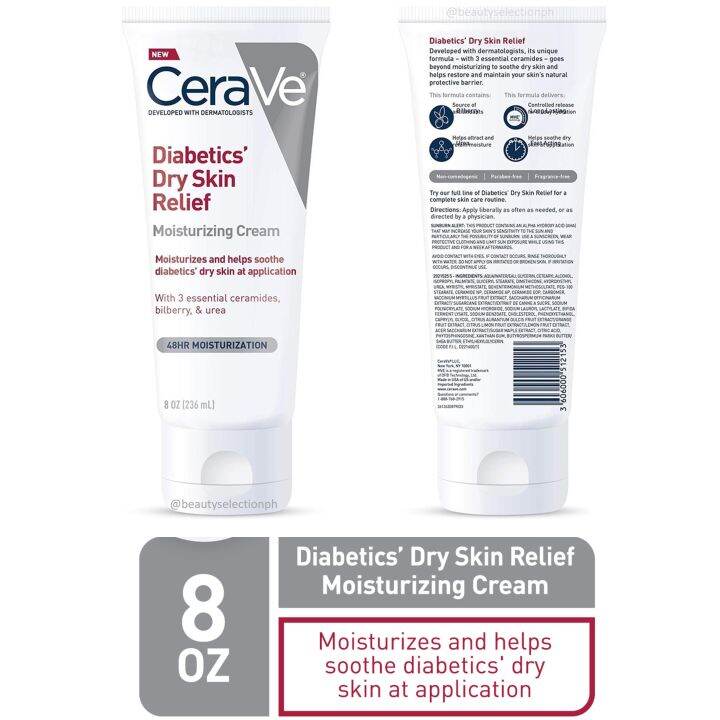 CeraVe Diabetics Dry Skin Relief Moisturizing Cream Fragrance Free 236