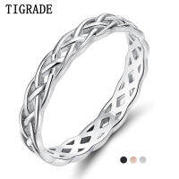 แหวนเงินแท้925 TIGRADE ผู้หญิง Celtic Knot Eternity แหวนแต่งงาน High Polish Classic Stackable Simple Rings Sale