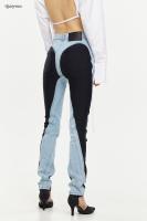 Fashion Patchwork Colorblock Womens Jeans High Waist Slim Casual Straight Denim Pencil Pants Female 2023