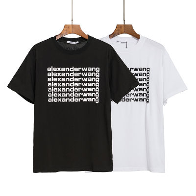 dortye New Alexander Wang Short-Sleeved Cotton Couple T-Shirt Printing Tops Unisex ผู้ชาย เสื้อยืดพิมพ์ลาย ดผ้าเด้ง คอกลม cotton แฟชั่น discount