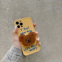 yqcx001 sell well - / Japan Korean Yellow Blue Letter Bear Bracket Soft Phone Case For IPhone 7 8 PLus X XR XS 11 12 13 Pro Max Cute Bumper Back Cover