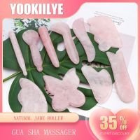 Natural Rose Quartz Jade Stone Gua Sha Massage Tool Scraping Board Acupoint Massager Plate SPA Therapy for Face Neck Leg Body