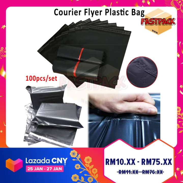 FastPack 100Pcs Courier Plastic Bags Flyers Flyer Bag Packing Black