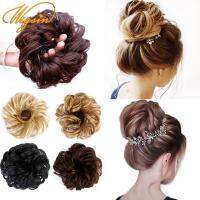 ยุ่งผมชิ้นยุ่งหยักหยักศก Scrunchies สำหรับผู้หญิงผม Updo วิกผมสังเคราะห์ปลอม