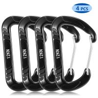 TOMSHOO 4pcs 12KN Wiregate Carabiner Snag Free Carabiner Steel Spring Clip Lightweight Hammock Swing Clip Equipment