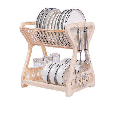 2021 Double-layer Kitchen Dish Bowl Draining Storage Rack With Chopstick Cage Household Tableware Organizer Tray Box BasketTH