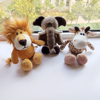 （HOT) ตุ๊กตาสัตว์ป่าตุ๊กตาของเล่นตุ๊กตาช้างลิงเสือสิงโตตุ๊กตายีราฟของขวัญเด็กขายส่ง