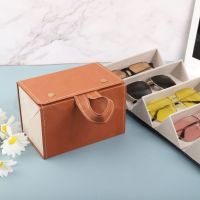 【cw】hot Sunglasses Organizer 2/3/4 Multi-slot Eyeglasses Storage Display Folding Glasses Leather ！