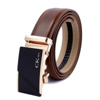 New Top Quality Fashion Automatic Buckle Cow Leather Belt Men Genuine Brown Luxury 100% COW Leather Belts Belts