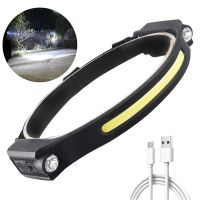 Sensor Headlamp COB LED Head Lamp USB Rechargeable Head Torch Outdoor Flashlight 5 Lighting Modes Waterproof Sports Head Light