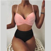 High Waist Bikini Set Sexy Push Up Swimsuit Women Solid Beachwear Tummy Control Swimwear Halter Bathing Suit Bikinis 2023 Mujer