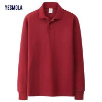 YESMOLA 100% แขนยาวผู้ชาย,โปโลแบบหนาส่วนของเสื้อโปโลใส่สบายในฤดูใบไม้ผลิใบไม้ร่วงเสื้อเชิ้ตลำลองหลวมเสื้อหล่อ