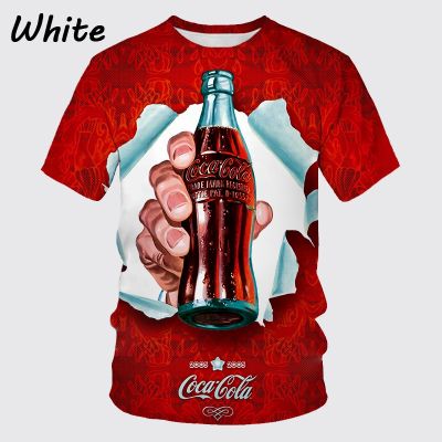 Summer Trend Fashion Summer New Mens 3D Printing Funny Coca Cola Casual Round Neck Short-sleeved Shirt