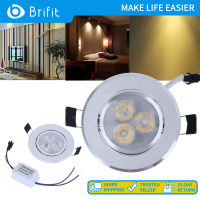 Brifit ไฟสปอร์ตไลท์ติดเพดาน LED 9W ไฟเพดาน โคมดาวน์ไลท์สปอตไลท์ เหมาะสำหรับตกแต่งบ้าน, เพดาน โทนแสงสีเหลือง/สีขาวบวก